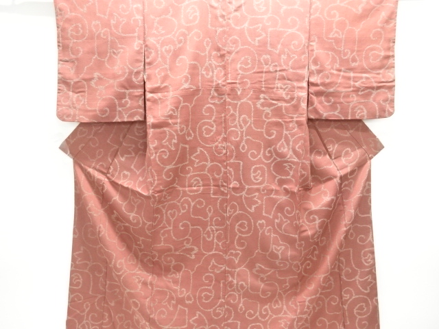 大正ロマン　抽象花唐草模様織り出しお召着物